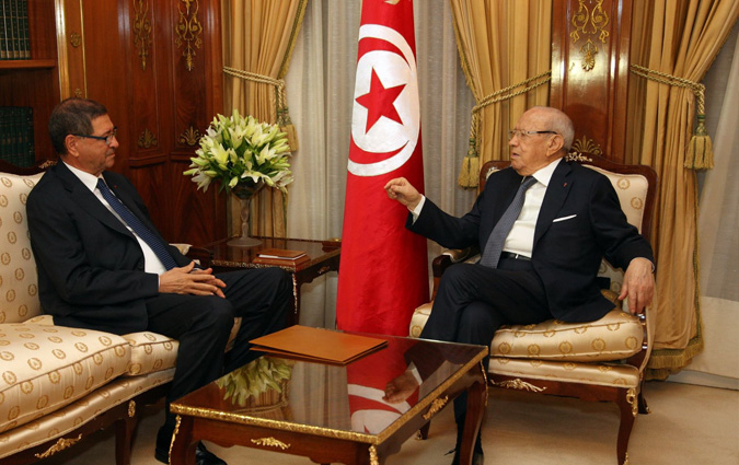 Béji Caïd Essebsi reçoit Habib Essid au palais de Carthage