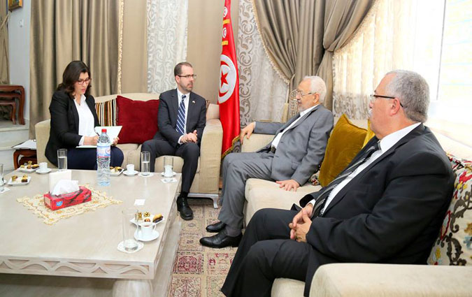 Rached Ghannouchi reoit le conseiller spcial du dpartement d'Etat amricain charg des minorits