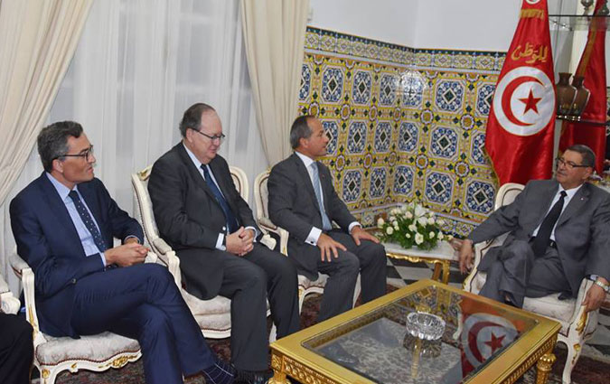 Habib Essid reçoit Frédéric Oudéa et Kamel Néji