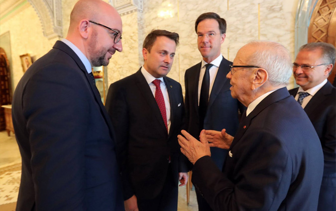 Béji Caïd Essebsi reçoit les chefs de gouvernement du Benelux