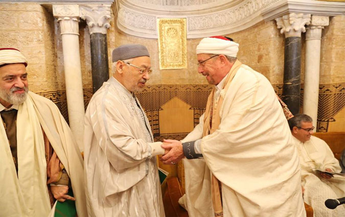 Rached Ghannouchi célèbre la fête du Mouled à la mosquée Zitouna