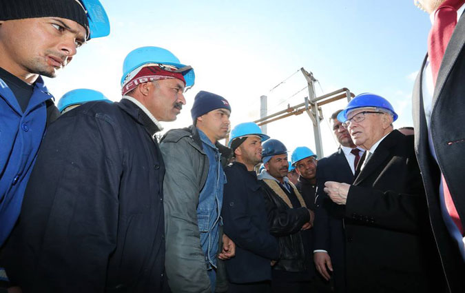 Béji Caïd Essebsi en visite à la laverie de phosphate de Metlaoui
