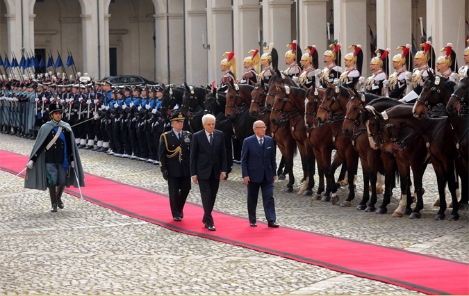 Bji Cad Essebsi reu  Rome par Sergio Mattarella

