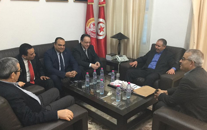 Noureddine Taboubi reçoit Hafedh Caïd Essebsi et Sofiène Toubel