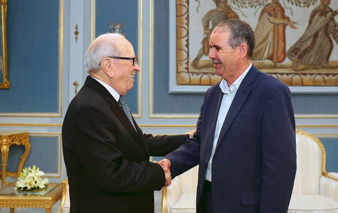 Béji Caïd Essebsi reçoit Noureddine Taboubi à Carthage