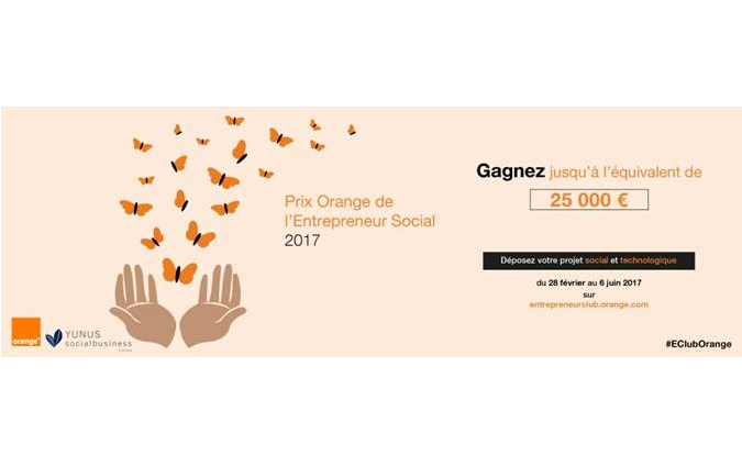 Appel à candidatures pour le Prix Orange de l'Entrepreneur Social 2017