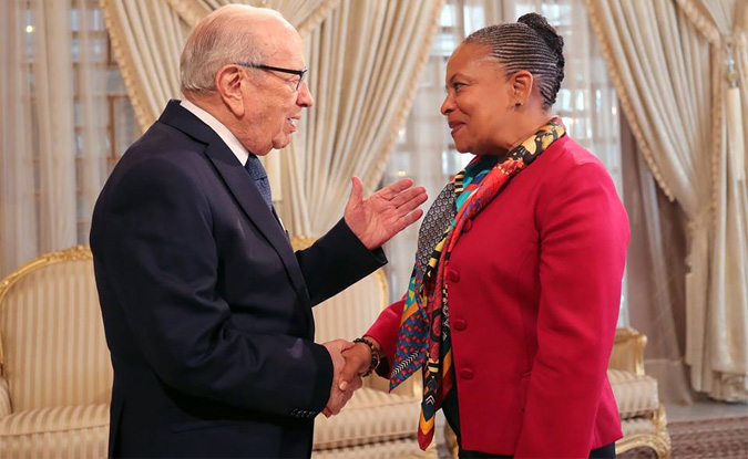 Béji Caïd Essebsi reçoit Christiane Taubira