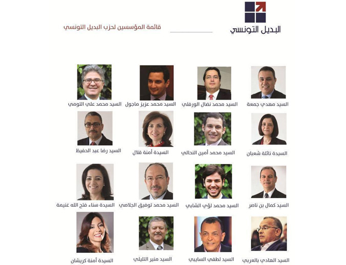 Liste des fondateurs du parti de Mehdi Joma, Al Badil Ettounsi

