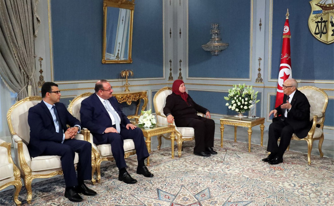 Béji Caïd Essebsi reçoit Mbarka Brahmi, Mongi Rahoui et Abdelaziz El Kotti