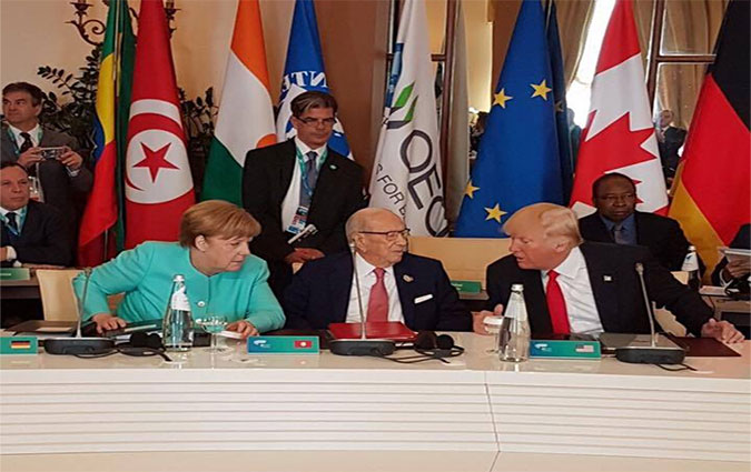 Jour 2 du G7 : BCE participe à une séance de travail aux côtés de Merkel et Trump