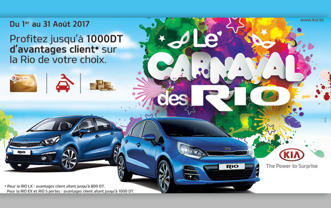 Jusqu' 1.000 dinars d'avantages client pour tout achat d'une Kia Rio avant le 31 aot 2017