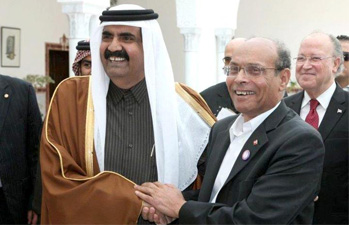 Tunisie - Les 3 « présidents » à l'accueil de l'Emir du Qatar