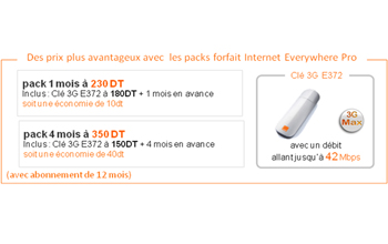 La 3G Max et jusqu'Ã 42 Mbps avec le forfait Pro Internet Everywhere d'Orange Tunisie