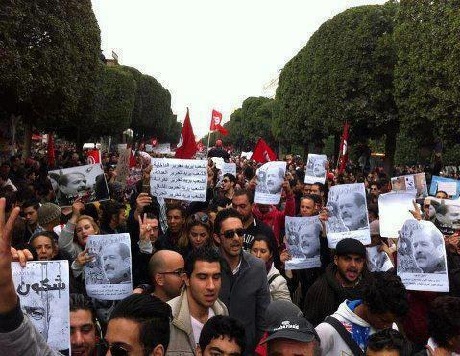 Tunisie - Manifestation spontanée réclamant la vérité sur l'assassinat de Chokri Belaïd