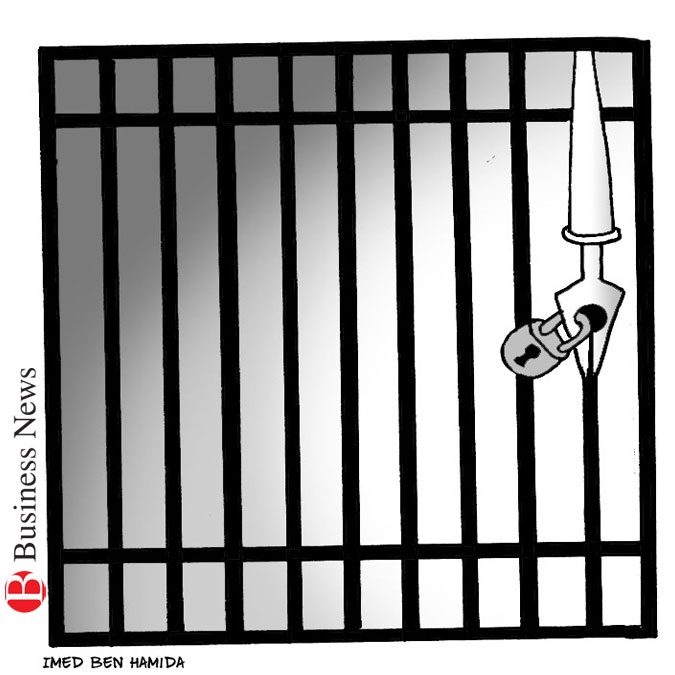 Caricature derrière les barreaux
