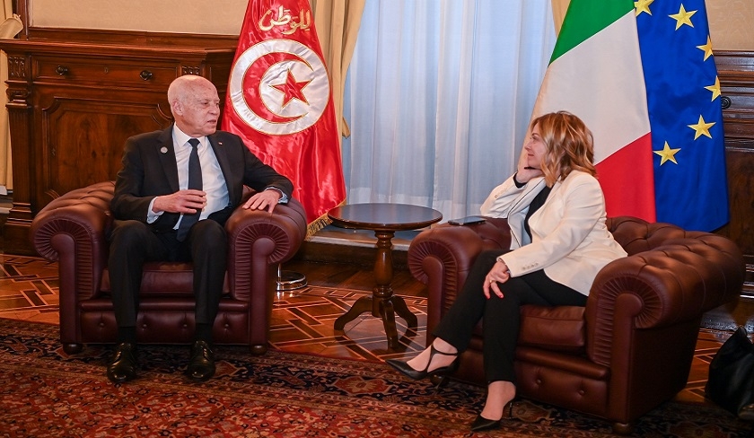 Kaïs Saïed s’entretient avec Giorgia Meloni