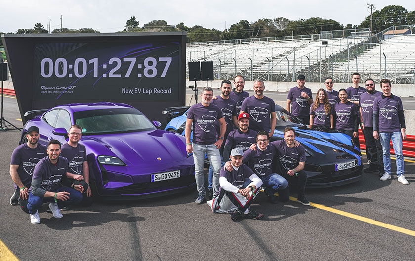 Le Porsche Taycan Turbo GT avec pack Weissach tablit les records du tour  Laguna Seca et au Nrburgring