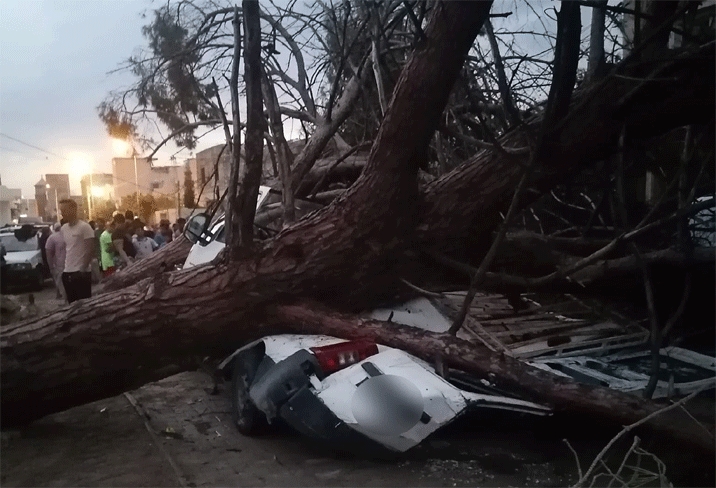 En images : un violent orage s’abat sur Nabeul et Hammamet causant des dégâts