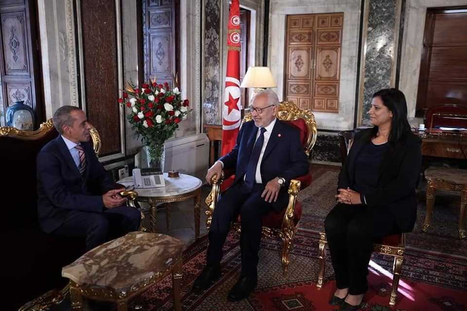 Rached Ghannouchi reoit lambassadeur dAlgrie en Tunisie

 