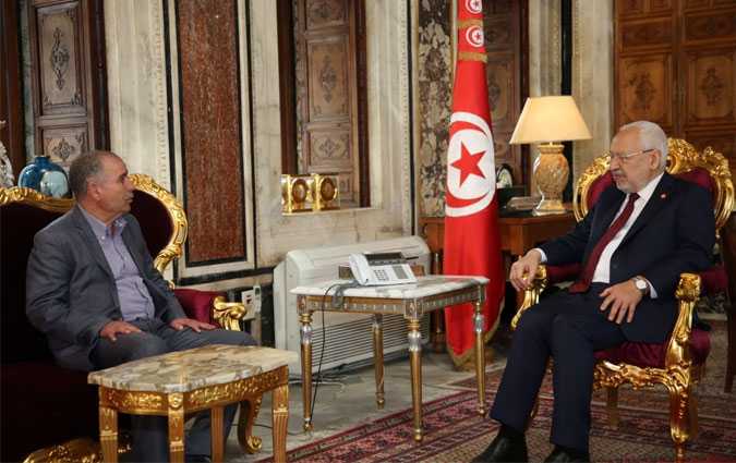 Rached Ghannouchi reoit Noureddine Taboubi

