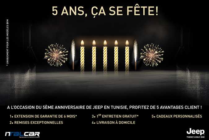 Italcar clbre le 5me anniversaire de sa reprsentation de la marque Jeep en Tunisie

