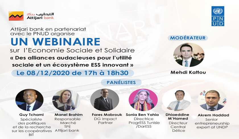 Attijari bank en partenariat avec le PNUD Tunisie organise un webinaire sur l’Économie Sociale et Solidaire (ESS)