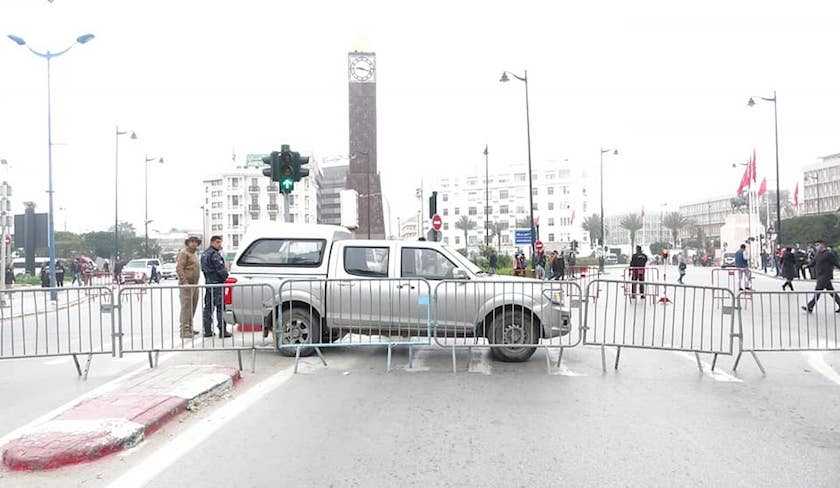 En photos : accs interdit  Habib Bourguiba  cause de la marche d'Ennahdha 
