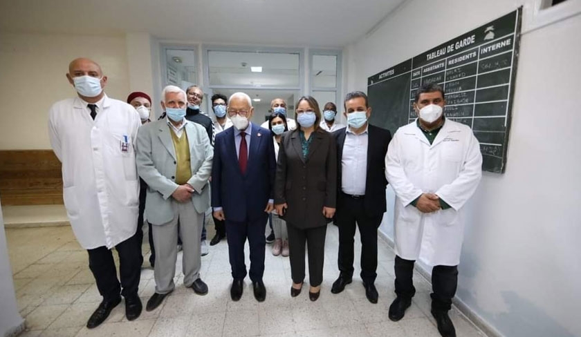 Rached Ghannouchi en visite  lhpital Charles Nicolle
