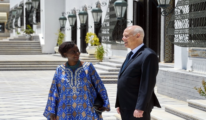 Kaïs Saïed reçoit Louise Mushikiwabo à Carthage
