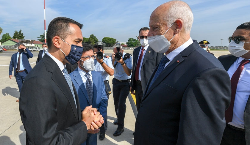 Kaïs Saïed reçu par Luigi Di Maio à son arrivée en Italie