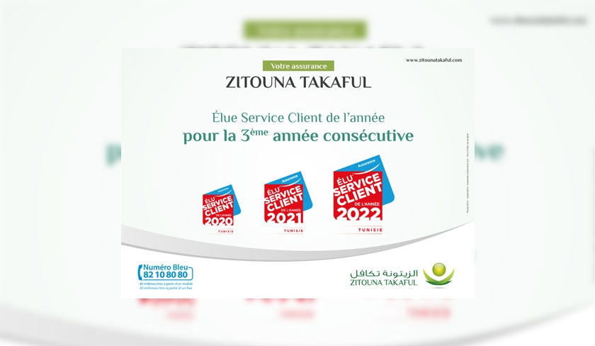 Assurance Zitouna Takaful lue service client de lanne 2022, pour la troisime anne conscutive

