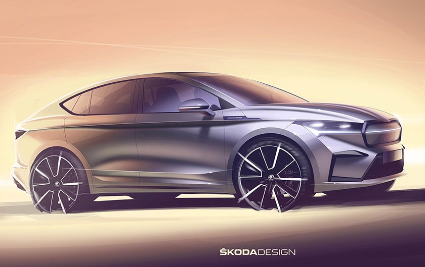 Des esquisses offrent un avant-goût du nouveau Škoda Enyaq Coupé iV