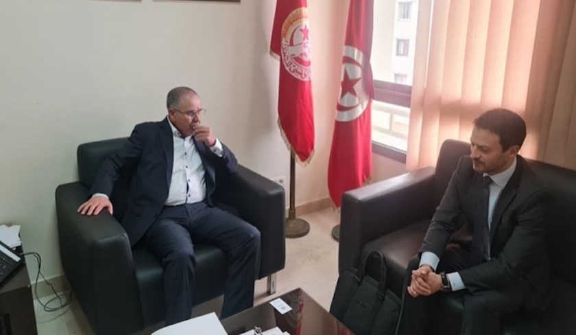 Noureddine Taboubi reoit le reprsentant du FMI en Tunisie Marc Grard 
