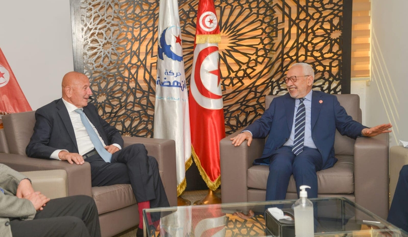 Ahmed Néjib Chebbi et Rached Ghannouchi discutent « front de salut national »