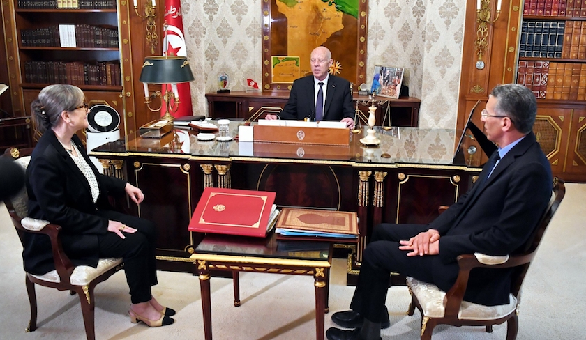 Kaïs Saïed reçoit Najla Bouden et Taoufik Charfeddine