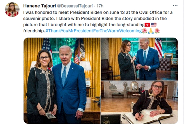 جو بايدن يستقبل سفيرة تونس بواشنطن حنان التاجوري