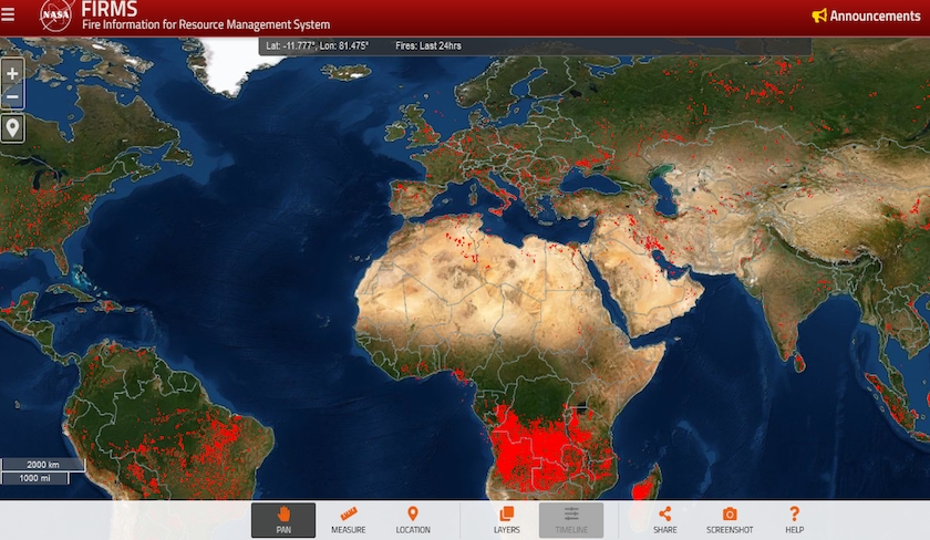 La carte des incendies dans le monde