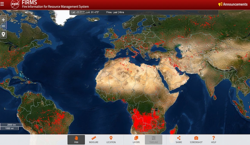 La carte des incendies dans le monde
