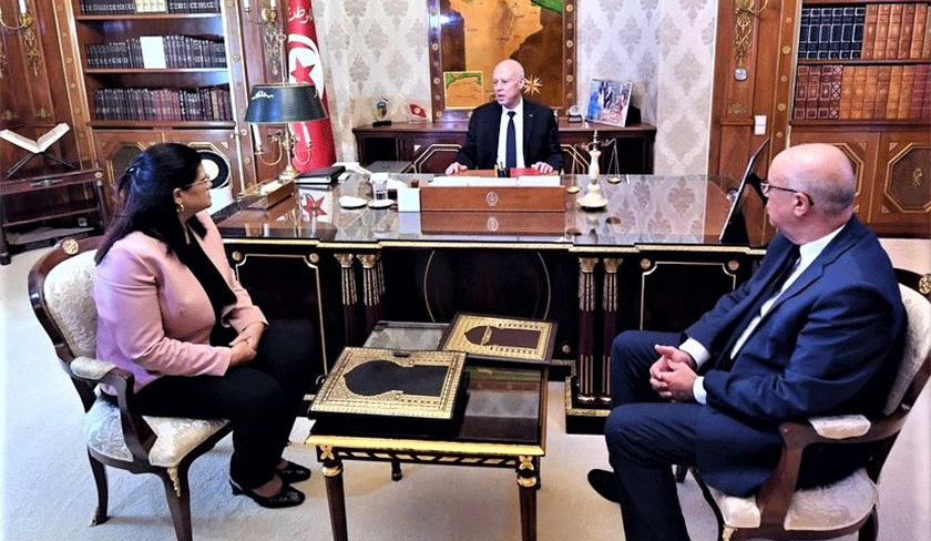 Kaïs Saïed reçoit Sihem Boughdiri et Marouen Abassi
