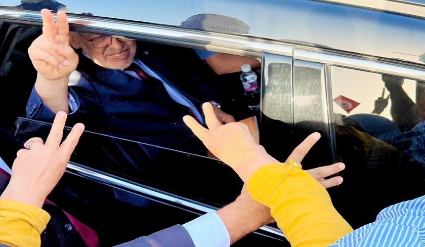 Rached Ghannouchi arrive à Bouchoucha
