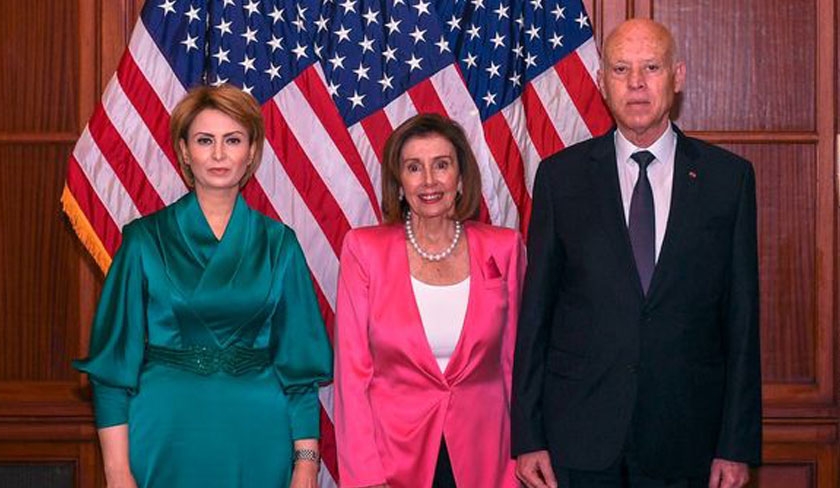 Kaïs Saïed et son épouse reçus par Nancy Pelosi pour un dîner