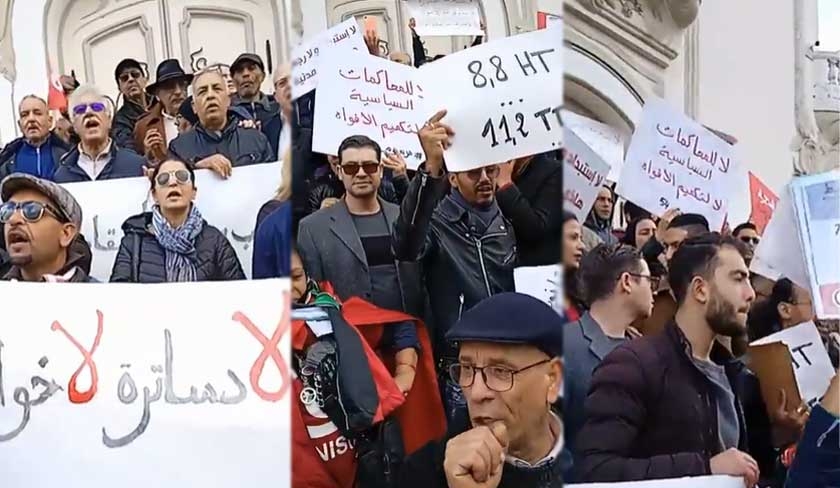 En photos : manifestation d'Ettakatol, Al Joumhouri, Al Qotb, le parti des Travailleurs et Attayar