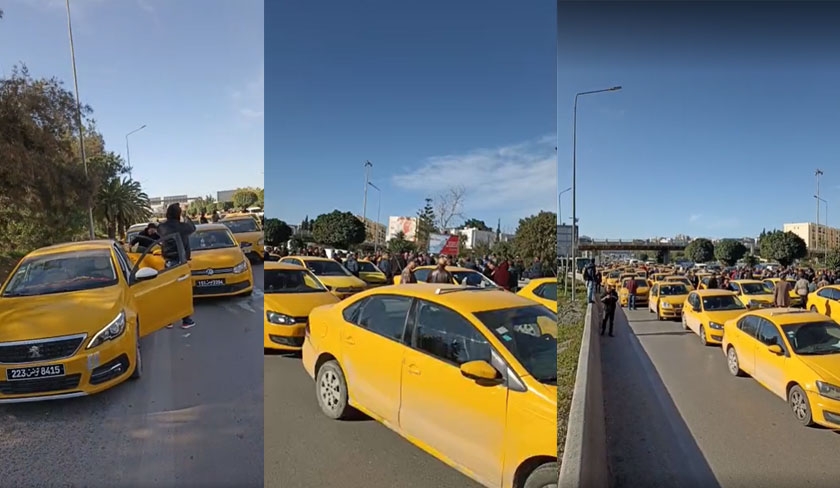 En grève, les chauffeurs de taxi paralysent la circulation à Tunis