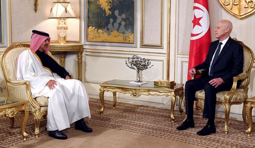 Le Premier ministre qatari reu par Kas Saed