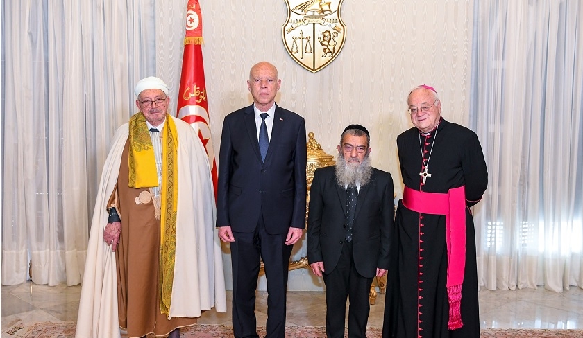 Kaïs Saïed reçoit le mufti, le grand-rabbin et l’archevêque de Tunis