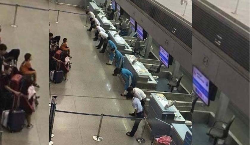 Les employs de l'aroport Tunis Carthage s'inclinent et s'excusent auprs des passagers ? La vrit derrire cette image




